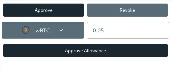 Approving Allowance of 0.05 wBTC