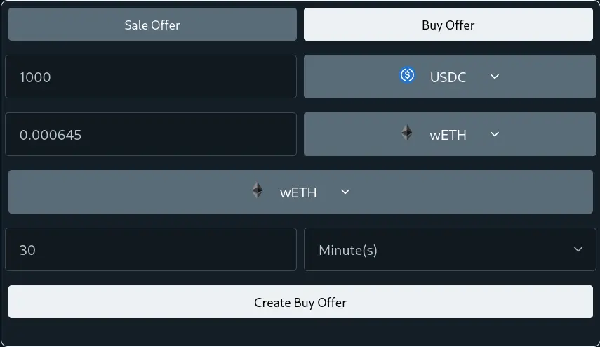 Creating a Buy Offer