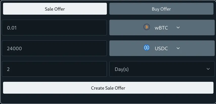 Creating a Sale Offer